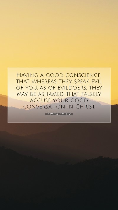Picture 07 - 1 Peter 3:16 KJV Mobile Phone Wallpaper - Having a good conscience; that, whereas they - Mobile Bible Verse Wallpaper
