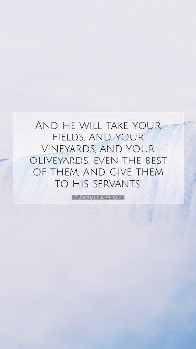 Picture 07 - 1 Samuel 8:14 KJV Mobile Phone Wallpaper - And he will take your fields, and your vineyards, - Mobile Bible Verse Wallpaper