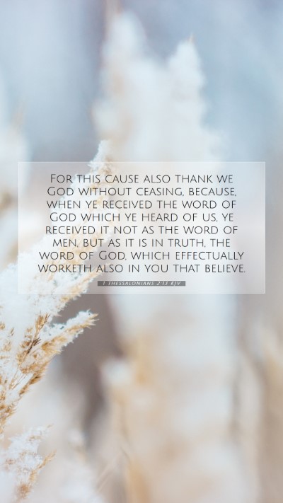 Picture 07 - 1 Thessalonians 2:13 KJV Mobile Phone Wallpaper - For this cause also thank we God without ceasing, - Mobile Bible Verse Wallpaper