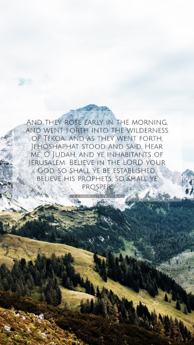 Picture 07 - 2 Chronicles 20:20 KJV Mobile Phone Wallpaper - And they rose early in the morning, and went - Mobile Bible Verse Wallpaper