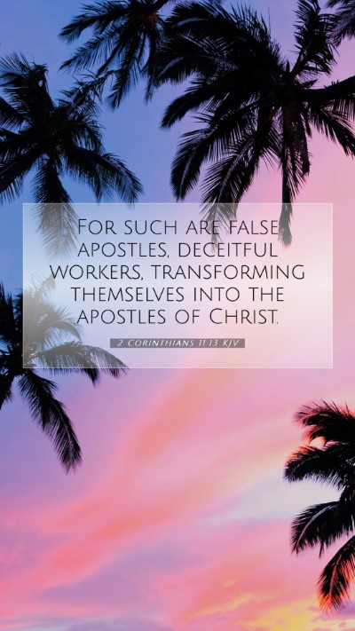 Picture 07 - 2 Corinthians 11:13 KJV Mobile Phone Wallpaper - For such are false apostles, deceitful workers, - Mobile Bible Verse Wallpaper