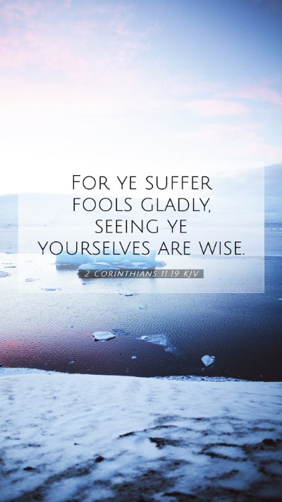 Picture 07 - 2 Corinthians 11:19 KJV Mobile Phone Wallpaper - For ye suffer fools gladly, seeing ye yourselves - Mobile Bible Verse Wallpaper