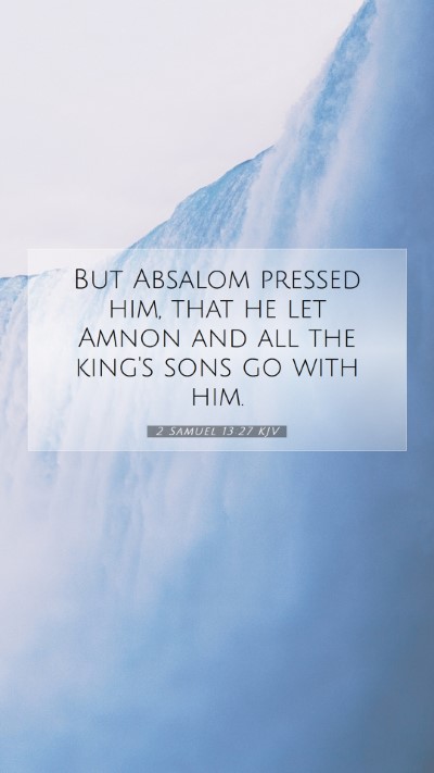 Picture 07 - 2 Samuel 13:27 KJV Mobile Phone Wallpaper - But Absalom pressed him, that he let Amnon and - Mobile Bible Verse Wallpaper