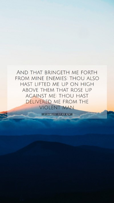 Picture 07 - 2 Samuel 22:49 KJV Mobile Phone Wallpaper - And that bringeth me forth from mine enemies: - Mobile Bible Verse Wallpaper
