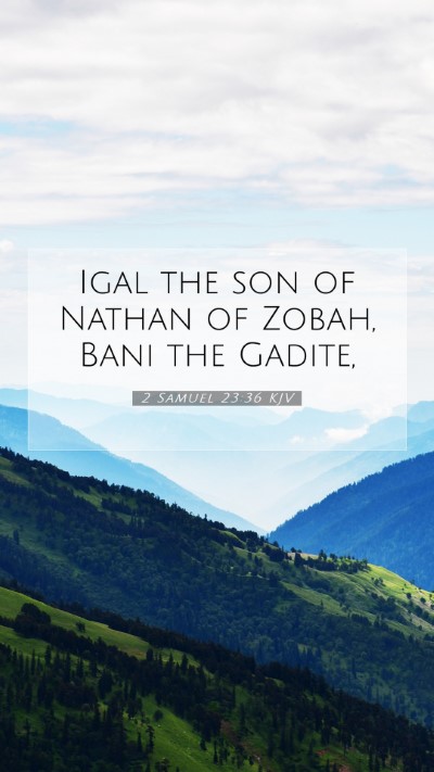 Picture 07 - 2 Samuel 23:36 KJV Mobile Phone Wallpaper - Igal the son of Nathan of Zobah, Bani the - Mobile Bible Verse Wallpaper