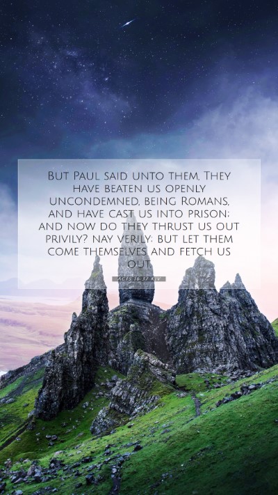 Picture 07 - Acts 16:37 KJV Mobile Phone Wallpaper - But Paul said unto them, They have beaten us - Mobile Bible Verse Wallpaper