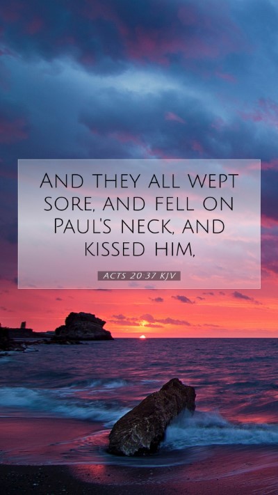 Picture 07 - Acts 20:37 KJV Mobile Phone Wallpaper - And they all wept sore, and fell on Paul's neck, - Mobile Bible Verse Wallpaper