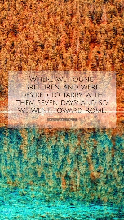 Picture 07 - Acts 28:14 KJV Mobile Phone Wallpaper - Where we found brethren, and were desired to - Mobile Bible Verse Wallpaper