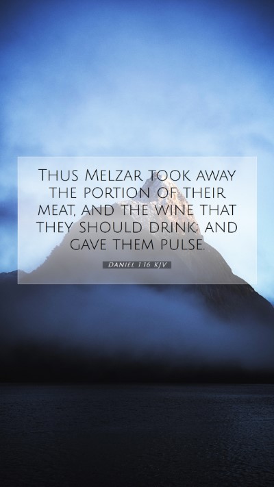 Picture 07 - Daniel 1:16 KJV Mobile Phone Wallpaper - Thus Melzar took away the portion of their meat, - Mobile Bible Verse Wallpaper