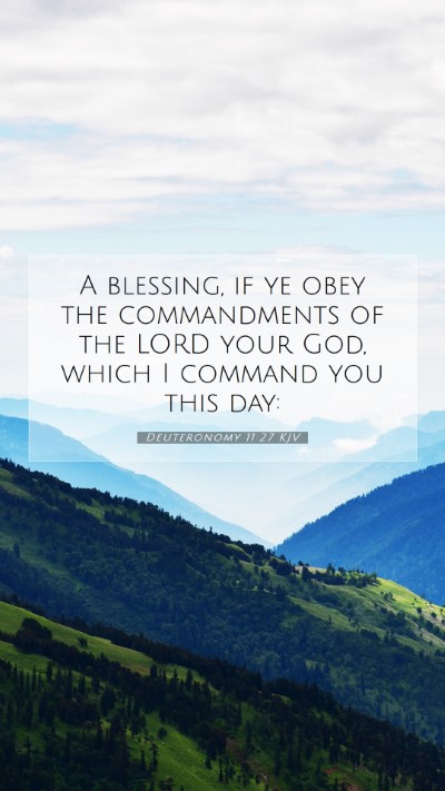 Picture 07 - Deuteronomy 11:27 KJV Mobile Phone Wallpaper - A blessing, if ye obey the commandments of the - Mobile Bible Verse Wallpaper