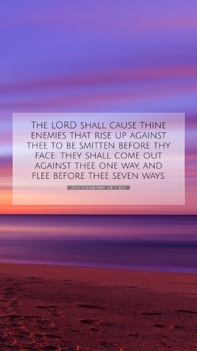 Picture 07 - Deuteronomy 28:7 KJV Mobile Phone Wallpaper - The LORD shall cause thine enemies that rise up - Mobile Bible Verse Wallpaper