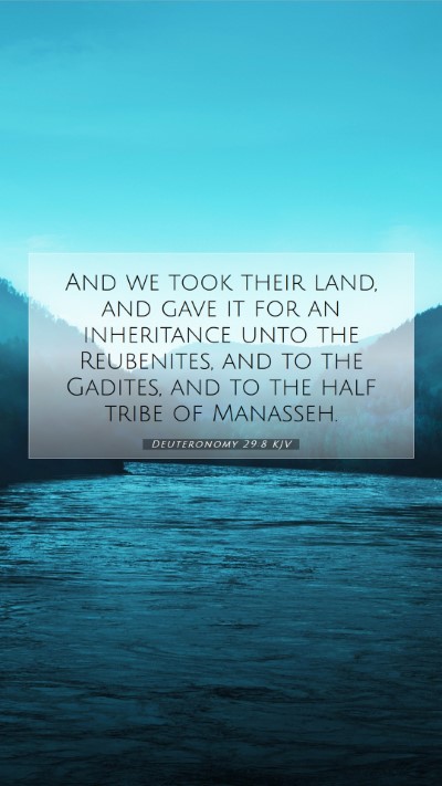 Picture 07 - Deuteronomy 29:8 KJV Mobile Phone Wallpaper - And we took their land, and gave it for an - Mobile Bible Verse Wallpaper