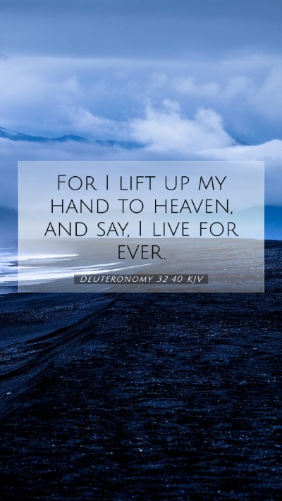 Picture 07 - Deuteronomy 32:40 KJV Mobile Phone Wallpaper - For I lift up my hand to heaven, and say, I live - Mobile Bible Verse Wallpaper