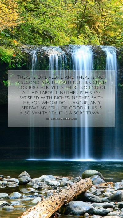 Picture 07 - Ecclesiastes 4:8 KJV Mobile Phone Wallpaper - There is one alone, and there is not a second; - Mobile Bible Verse Wallpaper