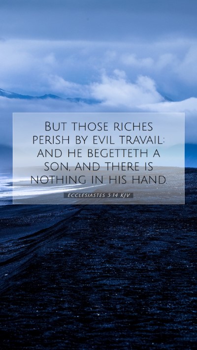 Picture 07 - Ecclesiastes 5:14 KJV Mobile Phone Wallpaper - But those riches perish by evil travail: and he - Mobile Bible Verse Wallpaper