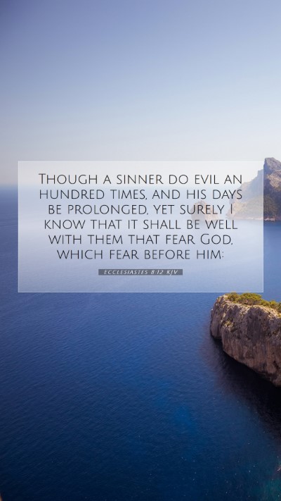 Picture 07 - Ecclesiastes 8:12 KJV Mobile Phone Wallpaper - Though a sinner do evil an hundred times, and his - Mobile Bible Verse Wallpaper