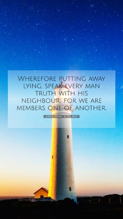 Picture 07 - Ephesians 4:25 KJV Mobile Phone Wallpaper - Wherefore putting away lying, speak every man - Mobile Bible Verse Wallpaper