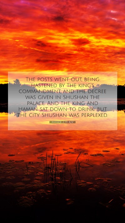 Picture 07 - Esther 3:15 KJV Mobile Phone Wallpaper - The posts went out, being hastened by the king's - Mobile Bible Verse Wallpaper