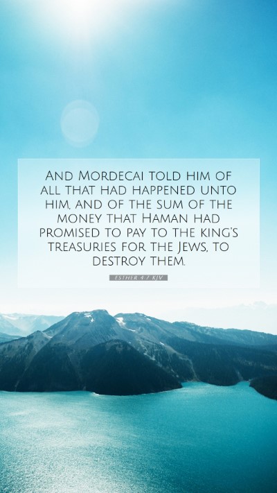 Picture 07 - Esther 4:7 KJV Mobile Phone Wallpaper - And Mordecai told him of all that had happened - Mobile Bible Verse Wallpaper