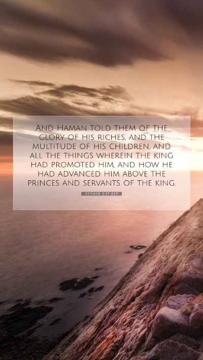 Picture 07 - Esther 5:11 KJV Mobile Phone Wallpaper - And Haman told them of the glory of his riches, - Mobile Bible Verse Wallpaper