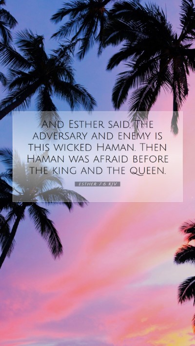 Picture 07 - Esther 7:6 KJV Mobile Phone Wallpaper - And Esther said, The adversary and enemy is this - Mobile Bible Verse Wallpaper