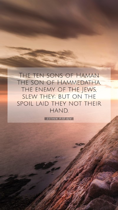 Picture 07 - Esther 9:10 KJV Mobile Phone Wallpaper - The ten sons of Haman the son of Hammedatha, the - Mobile Bible Verse Wallpaper