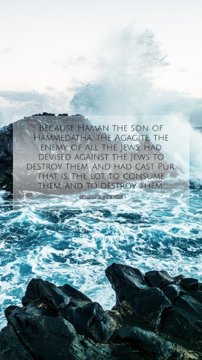 Picture 07 - Esther 9:24 KJV Mobile Phone Wallpaper - Because Haman the son of Hammedatha, the Agagite, - Mobile Bible Verse Wallpaper