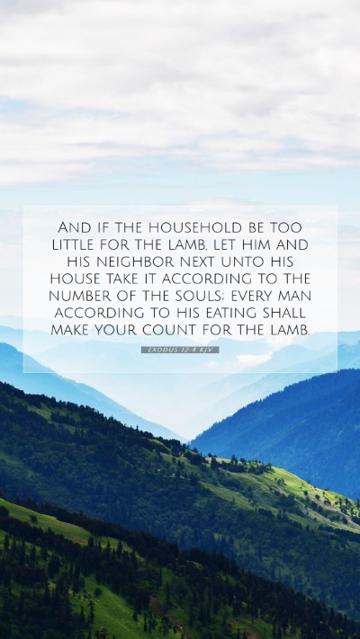 Picture 07 - Exodus 12:4 KJV Mobile Phone Wallpaper - And if the household be too little for the lamb, - Mobile Bible Verse Wallpaper