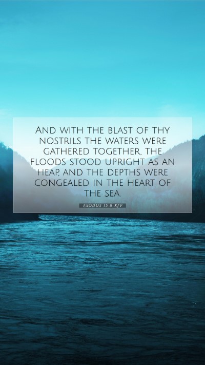Picture 07 - Exodus 15:8 KJV Mobile Phone Wallpaper - And with the blast of thy nostrils the waters - Mobile Bible Verse Wallpaper