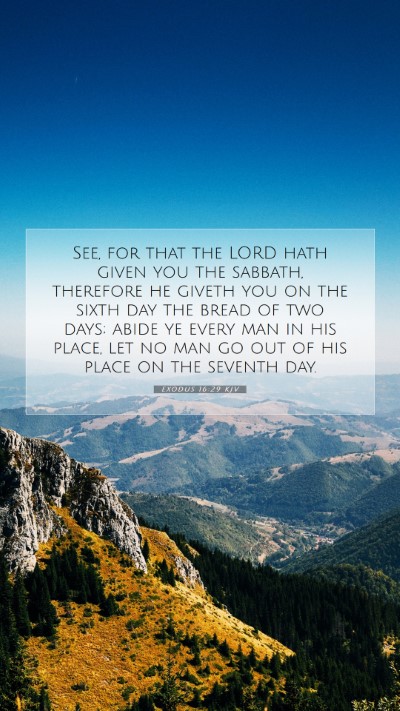 Picture 07 - Exodus 16:29 KJV Mobile Phone Wallpaper - See, for that the LORD hath given you the - Mobile Bible Verse Wallpaper