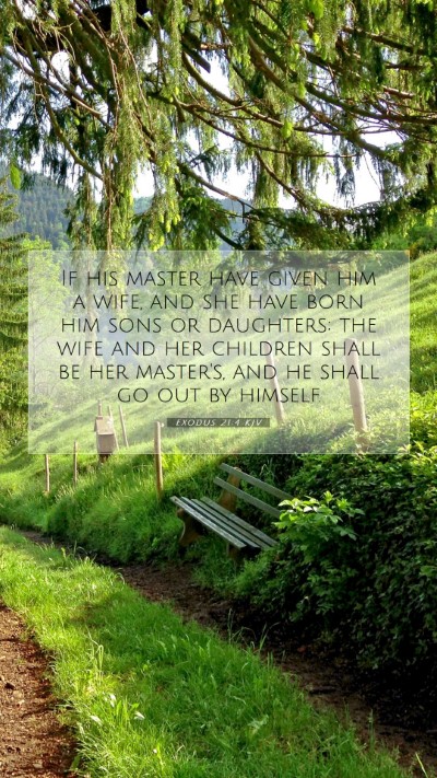 Picture 07 - Exodus 21:4 KJV Mobile Phone Wallpaper - If his master have given him a wife, and she have - Mobile Bible Verse Wallpaper