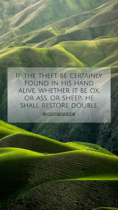 Picture 07 - Exodus 22:4 KJV Mobile Phone Wallpaper - If the theft be certainly found in his hand - Mobile Bible Verse Wallpaper