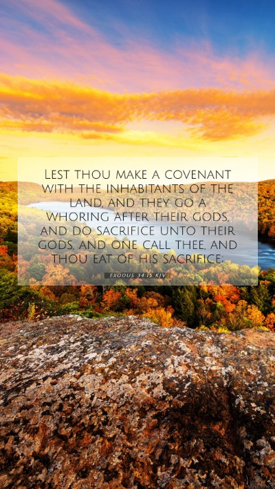 Picture 07 - Exodus 34:15 KJV Mobile Phone Wallpaper - Lest thou make a covenant with the inhabitants of - Mobile Bible Verse Wallpaper