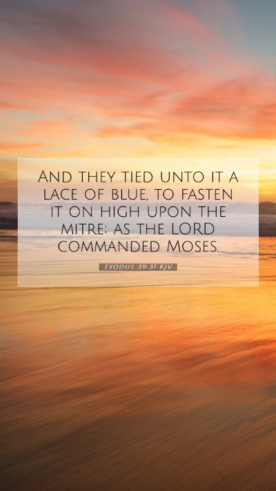Picture 07 - Exodus 39:31 KJV Mobile Phone Wallpaper - And they tied unto it a lace of blue, to fasten - Mobile Bible Verse Wallpaper