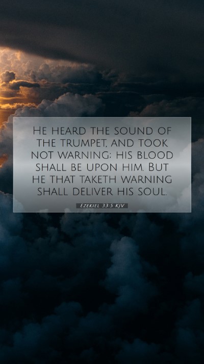 Picture 07 - Ezekiel 33:5 KJV Mobile Phone Wallpaper - He heard the sound of the trumpet, and took not - Mobile Bible Verse Wallpaper