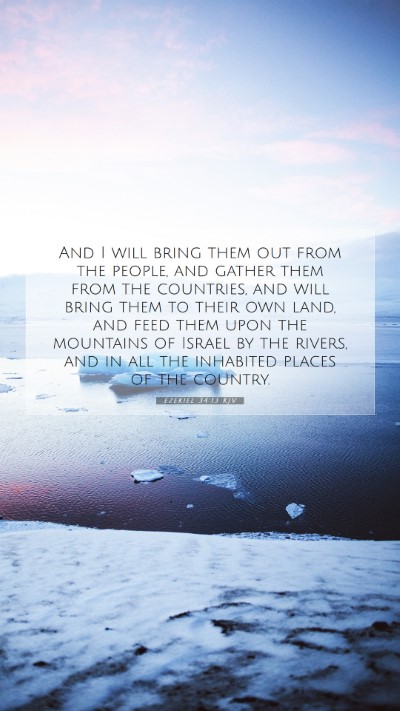 Picture 07 - Ezekiel 34:13 KJV Mobile Phone Wallpaper - And I will bring them out from the people, and - Mobile Bible Verse Wallpaper