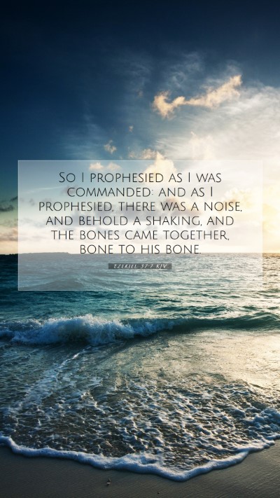 Picture 07 - Ezekiel 37:7 KJV Mobile Phone Wallpaper - So I prophesied as I was commanded: and as I - Mobile Bible Verse Wallpaper