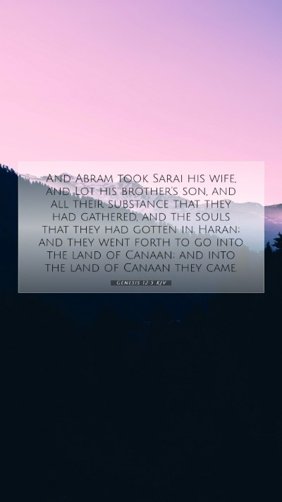 Picture 07 - Genesis 12:5 KJV Mobile Phone Wallpaper - And Abram took Sarai his wife, and Lot his - Mobile Bible Verse Wallpaper