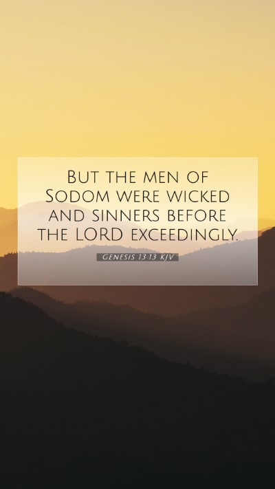 Picture 07 - Genesis 13:13 KJV Mobile Phone Wallpaper - But the men of Sodom were wicked and sinners - Mobile Bible Verse Wallpaper