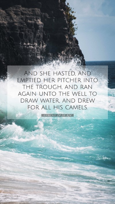 Picture 07 - Genesis 24:20 KJV Mobile Phone Wallpaper - And she hasted, and emptied her pitcher into the - Mobile Bible Verse Wallpaper
