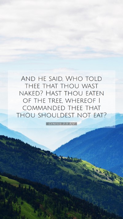 Picture 07 - Genesis 3:11 KJV Mobile Phone Wallpaper - And he said, Who told thee that thou wast naked? - Mobile Bible Verse Wallpaper