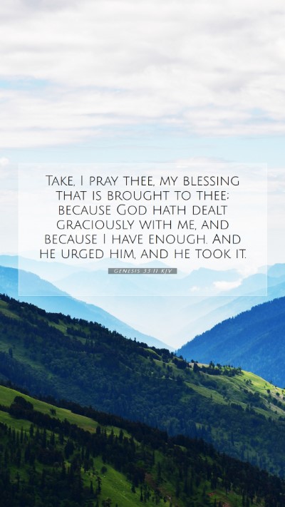 Picture 07 - Genesis 33:11 KJV Mobile Phone Wallpaper - Take, I pray thee, my blessing that is brought to - Mobile Bible Verse Wallpaper