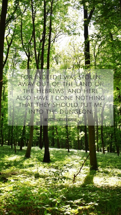 Picture 07 - Genesis 40:15 KJV Mobile Phone Wallpaper - For indeed I was stolen away out of the land of - Mobile Bible Verse Wallpaper