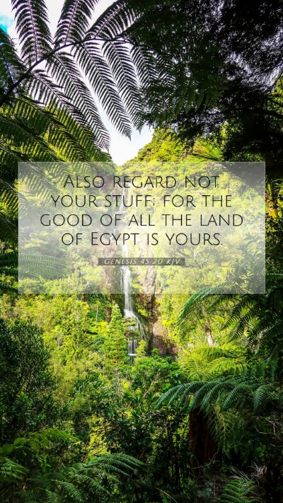 Picture 07 - Genesis 45:20 KJV Mobile Phone Wallpaper - Also regard not your stuff; for the good of all - Mobile Bible Verse Wallpaper