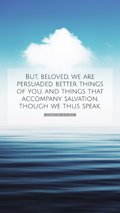 Picture 07 - Hebrews 6:9 KJV Mobile Phone Wallpaper - But, beloved, we are persuaded better things of - Mobile Bible Verse Wallpaper