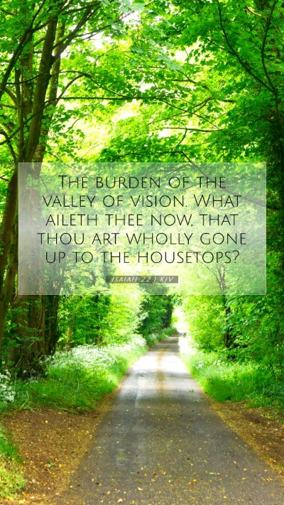 Picture 07 - Isaiah 22:1 KJV Mobile Phone Wallpaper - The burden of the valley of vision. What aileth - Mobile Bible Verse Wallpaper