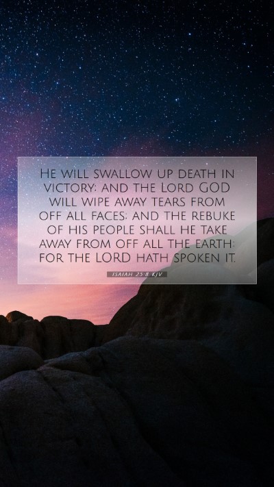 Picture 07 - Isaiah 25:8 KJV Mobile Phone Wallpaper - He will swallow up death in victory; and the Lord - Mobile Bible Verse Wallpaper