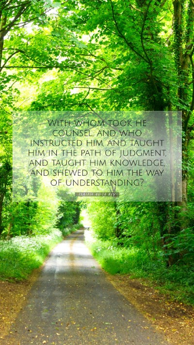 Picture 07 - Isaiah 40:14 KJV Mobile Phone Wallpaper - With whom took he counsel, and who instructed - Mobile Bible Verse Wallpaper