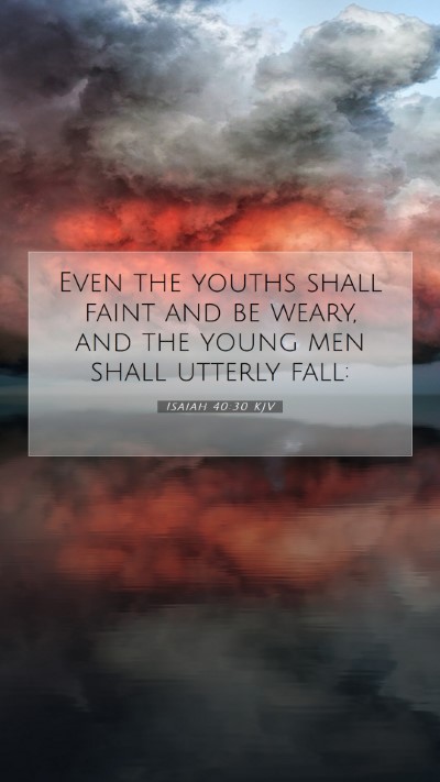 Picture 07 - Isaiah 40:30 KJV Mobile Phone Wallpaper - Even the youths shall faint and be weary, and the - Mobile Bible Verse Wallpaper