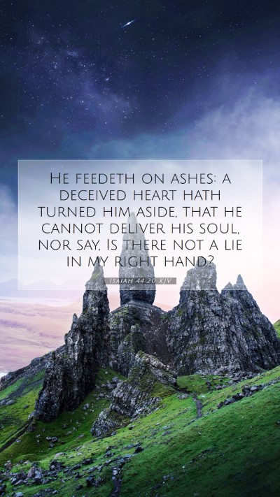 Picture 07 - Isaiah 44:20 KJV Mobile Phone Wallpaper - He feedeth on ashes: a deceived heart hath turned - Mobile Bible Verse Wallpaper